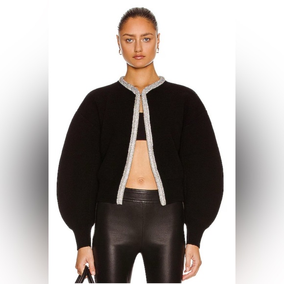 Alexander Wang Sweaters - NWT Alexander Wang Cropped Cardigan With Crystal Placket Tubular Necklace L